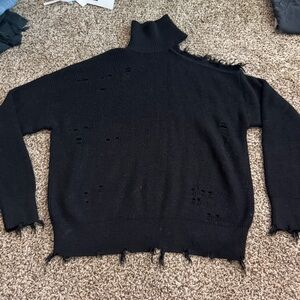 Lovers + Friends Black Cowl Neck Sweater